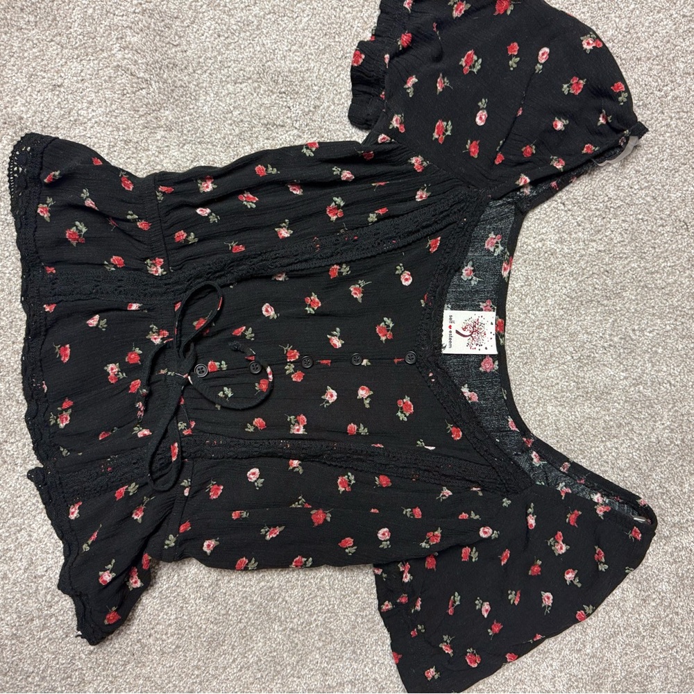 Floral Black Top